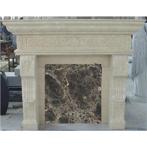 舊米黃雕刻壁爐,皓綺興業有限公司