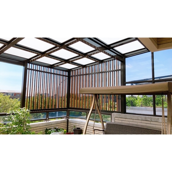 H鋼鋁玻璃採光罩十鋁格柵結合設計-長虹鋁業行