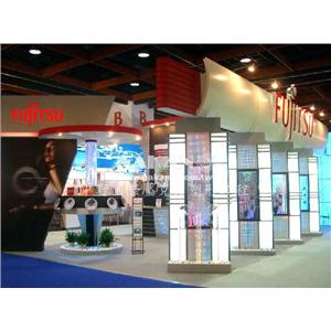 富士通電腦大展水舞造型設計/夢幻水舞牆/氣泡牆/弧線造型/數位水幕牆/水燈柱商品