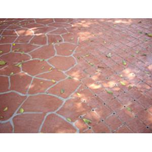 透水紙模板地磚(10x10方塊磚+紅磚色)(亂石型+紅磚色)