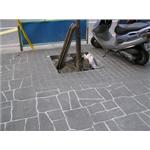 透水紙模板地磚(10x10方塊磚+灰色)(不規則板岩+灰色) - 齊祥工程股份有限公司