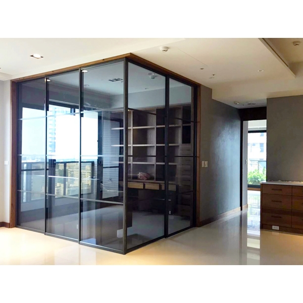 AL377-黑色鋁框連動懸吊門