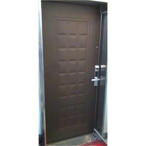 公司行號更換~~金得安指紋密碼鎖+金幣輝煌壓花玄關門