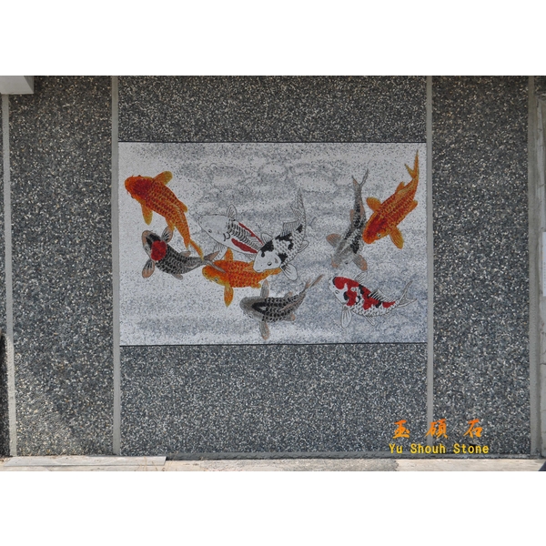 錦鯉拼貼,上豪石材加工廠