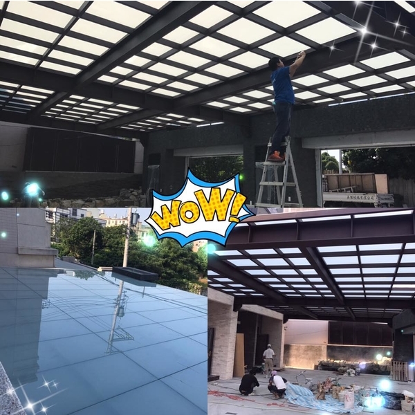 採光罩 白膜膠合玻璃