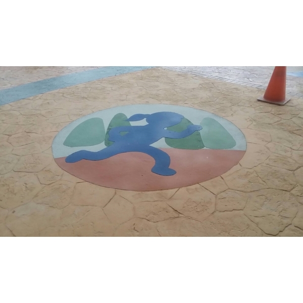 繪彩噴花LOGO、彩色壓花地坪-新北市五華國小,凡臣企業有限公司